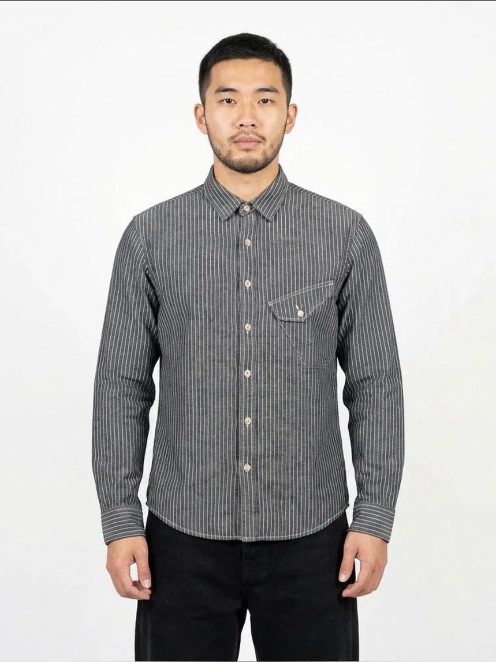 Joe's Jeans Long Sleeve Blue & White Pinstripe Button down Shirt - M